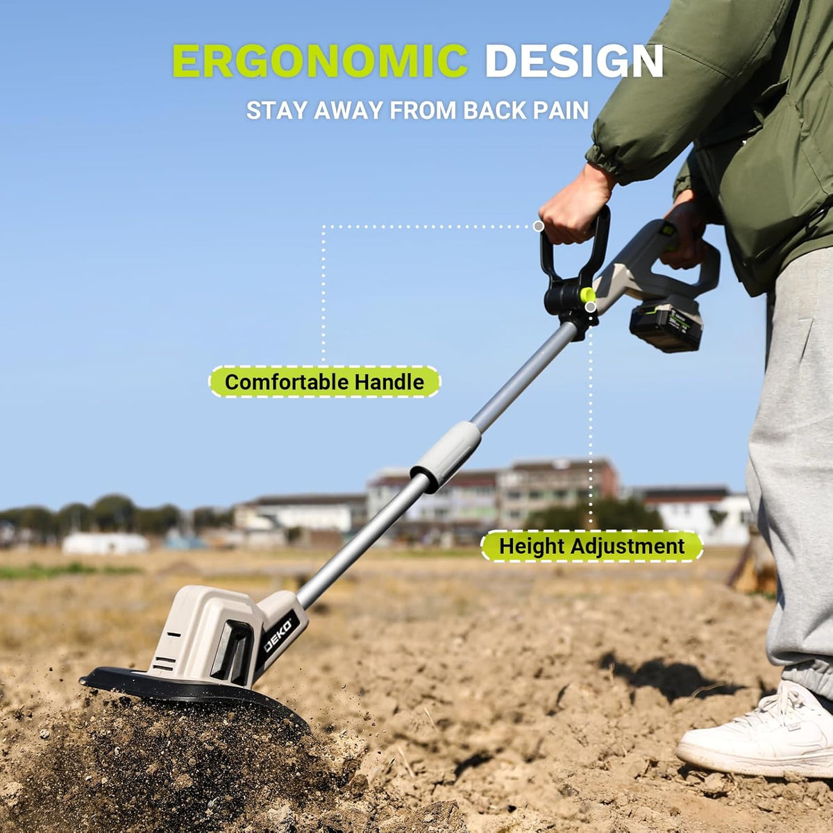 20V Cordless Tiller Cultivator,48 Steel Tines Garden Tiller,9inch Wide Electric Tiller for