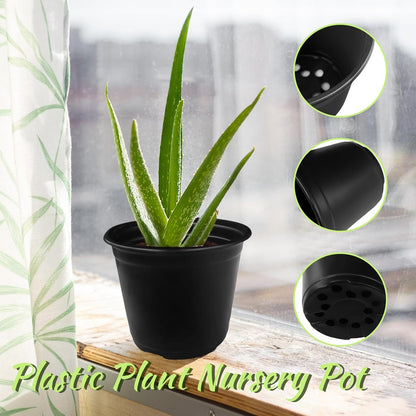 Anyumocz 120Pcs 0.5 Gallon Plant Nursery Pots,Plastic Pots with Drainage Holes,Garden Flower