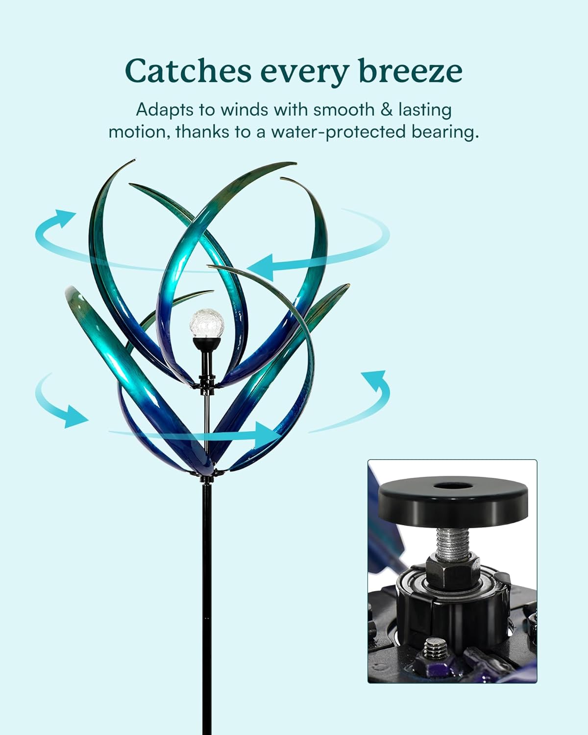 82 inch Wind Spinners Outdoor - Extra Large Outdoor Metal Wind Sculptures Spinners with Solar