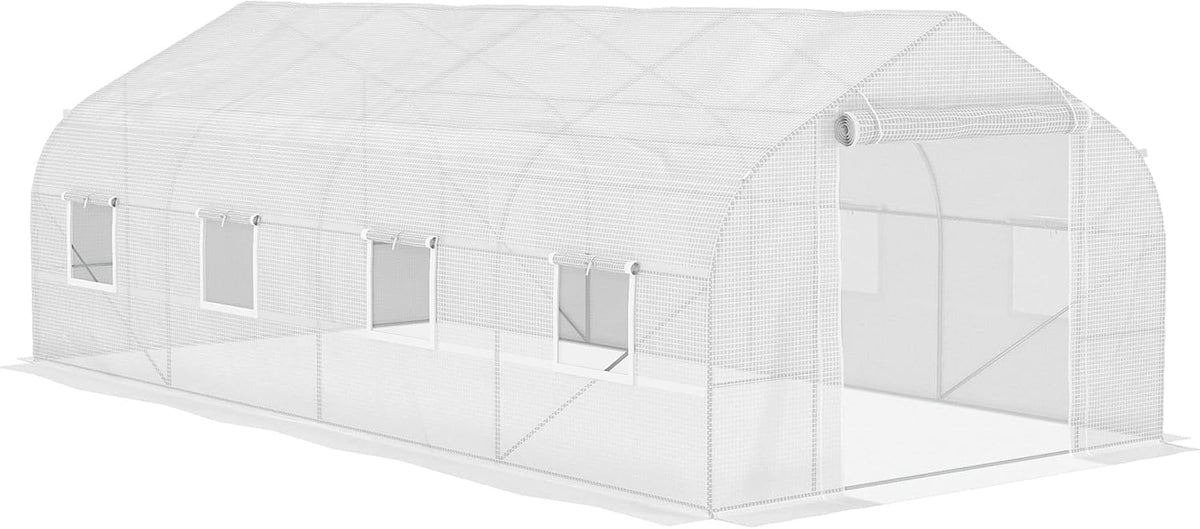 Outsunny 20' x 10' x 7' Walk-in Greenhouse, Tunnel Green House with Galvanized Steel Frame, Hoop