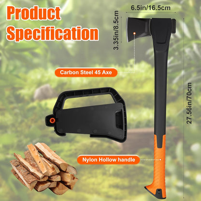 X28 Splitting Axe, 28” Camping Outdoor Hatchet for Wood Splitting and Kindling, Forged Carbon Steel