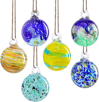 VCUTEKA Hanging Garden Gazing Ball, Hand-Blown Glass Witch Ball for Outdoor Garden Décor, 6pcs 3"
