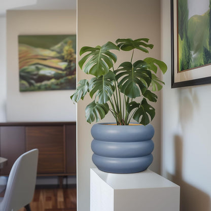 SQOWL 10 Inch Plant Pot Indoor - Ceramic Plant Pot with Drainage Hole Large Outdoor Planter Unique
