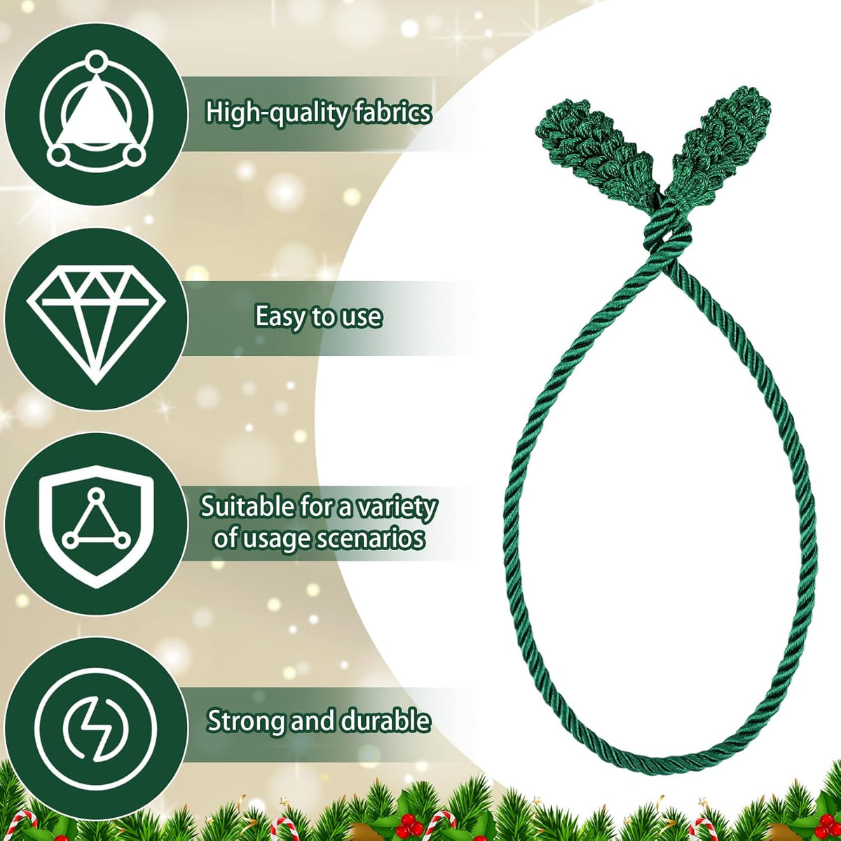 Shappy 36 Pieces Christmas Garland Banister Ties Christmas Decorative Reusable and Flexible Twist