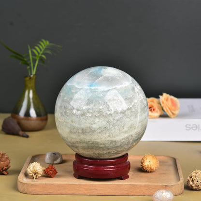 JIC Gem Natural Large Healing Crystal Sphere Ball Trolleite Crystal Decorative Ball Chakra