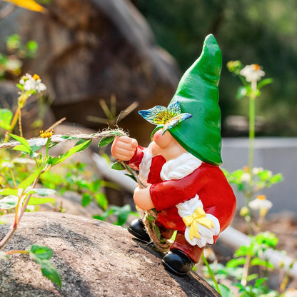 Hanging Gnome Garden Statue Climbing Garden Gnomes Lady with Butterfly Decoration Tree Hugger for
