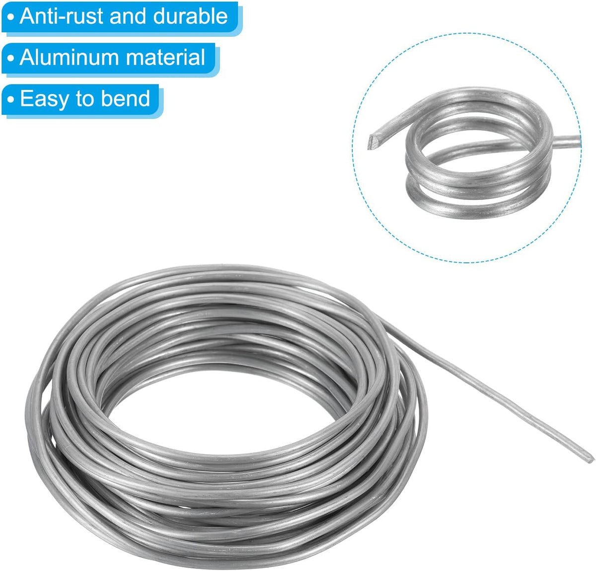 PATIKIL 3.0mm Bonsai Training Wire, Floral Wire Stems Anodized Aluminum Tree Wire 32.8 Feet Total