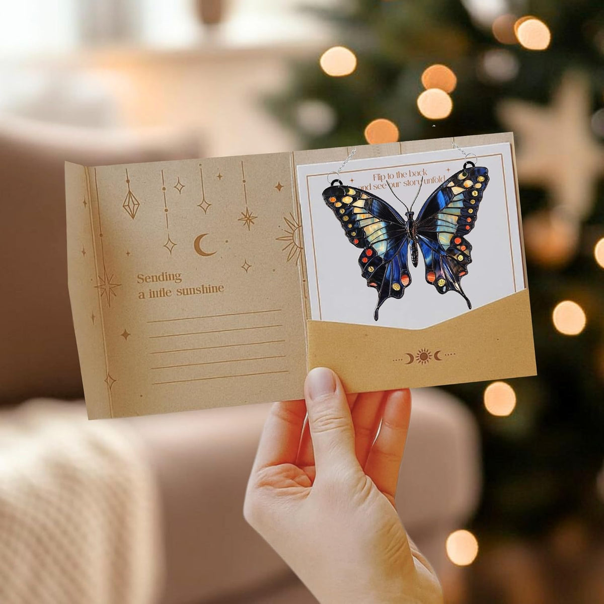 Midnight Butterfly Acrylic Suncatcher Stained Glass Effect Window Car Hanging Christmas Ornament