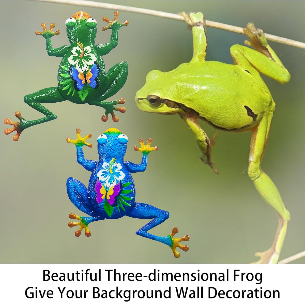 John's Studio 2Pcs Metal Frog Wall Decor Outdoor Garden Hanging Art Sculptures Home Theme