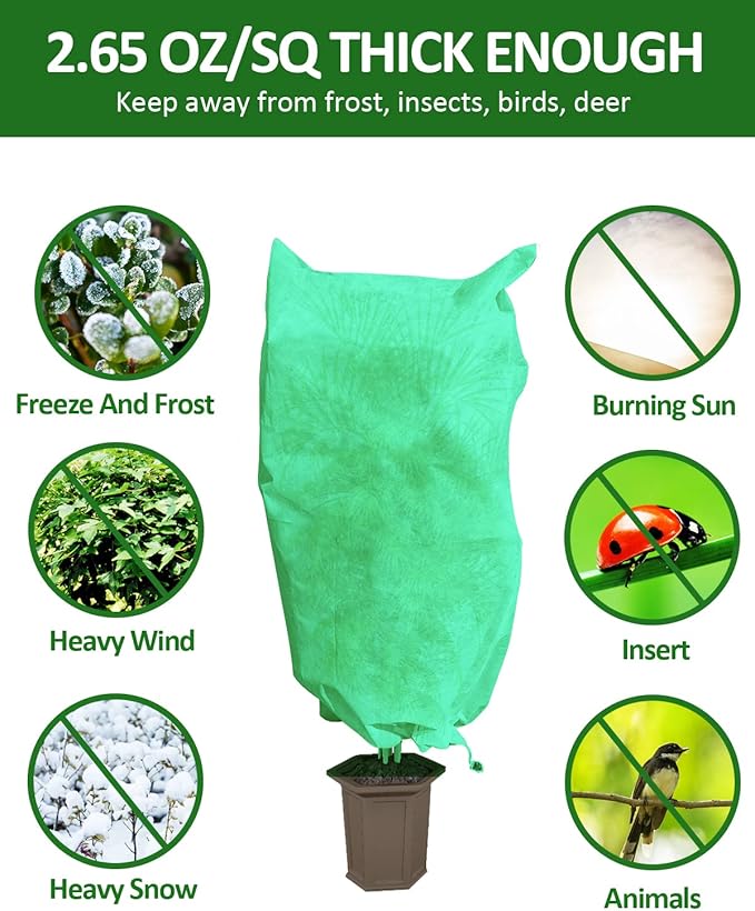 EAONE 12 Pack Plant Covers Freeze Protection, 24x32'' Winter Frosts Cloth for Outdoor Plants