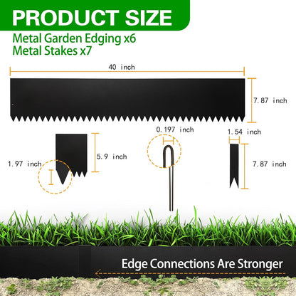 Metal Landscape Edging 6 Pack 40" L x 8" H,Galvanized Bendable Metal Garden Edging,Hammer- in Steel
