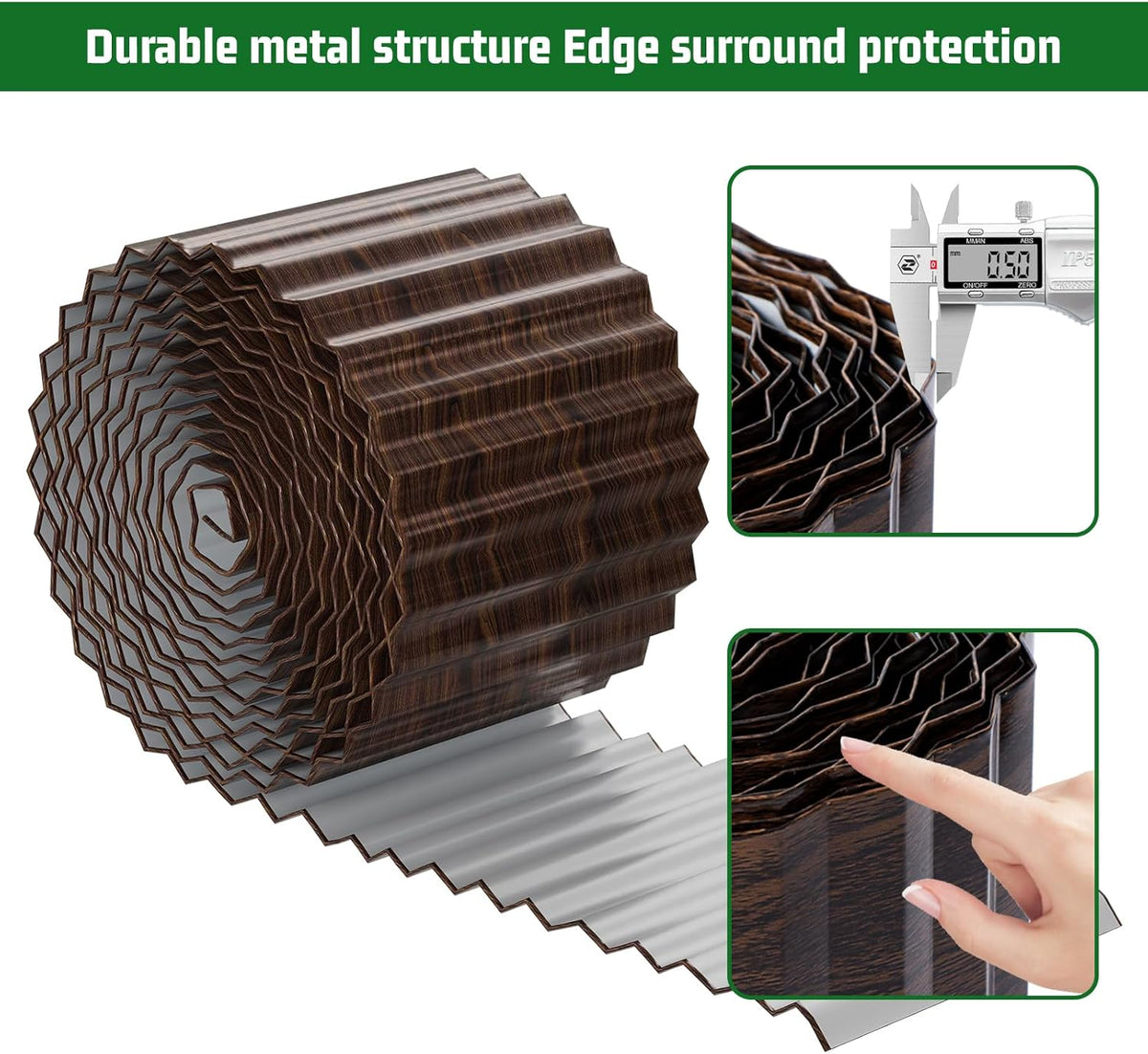 SnugNiture Corrugated Metal Garden Edging,6" x 20' Sturdy Lawn Edging Border,Landscape Edging