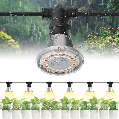 SANSI Outdoor LED Grow Lights,IP65 Waterproof String Grow Light,Full Spectrum 6-Light 72W Upgraded