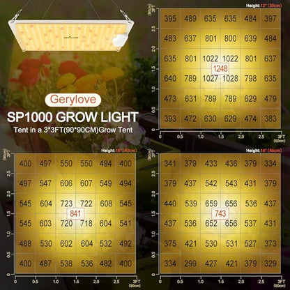 LED Grow Light, SP1000 Sunlike Full Spectrum Dimmable Plant Lights with Thermometer Hygrometer