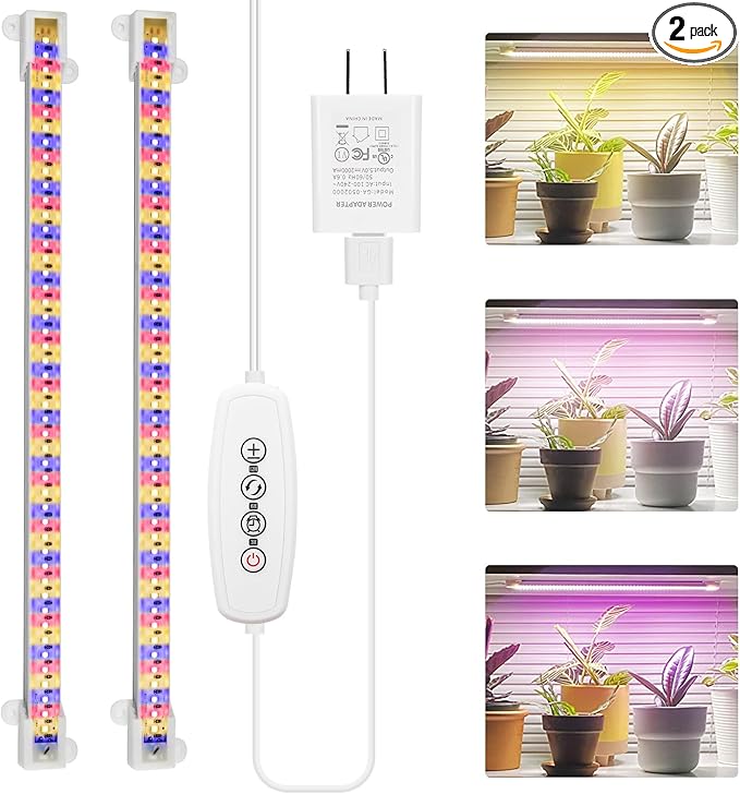 Grow Lights for Indoor Plants Full Spectrum, Grow Light Strips with Auto Timer 3/6/12 H, Plant