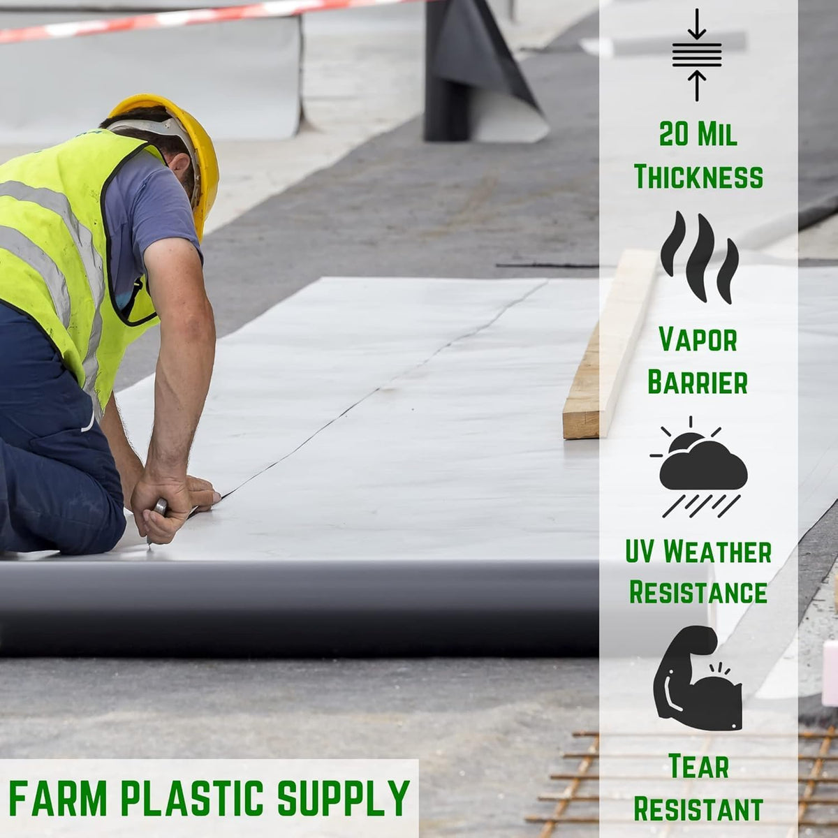 Farm Plastic Supply Crawl Space Vapor Barrier, 20 mil - Thick Plastic Sheeting, Drop Cloth Moisture