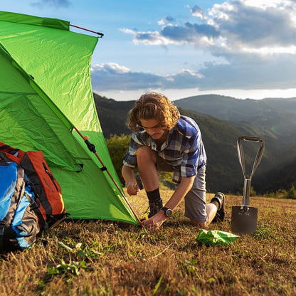 Camping Shovel, 18.5'' Lightweight Digging Shovel Portable Ergonomic High Carbon Steel Folding