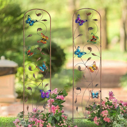 SUNNYPARK Set of 2 Butterfly Metal Garden Trellis for Climbing Plants, Decorative Vegetables