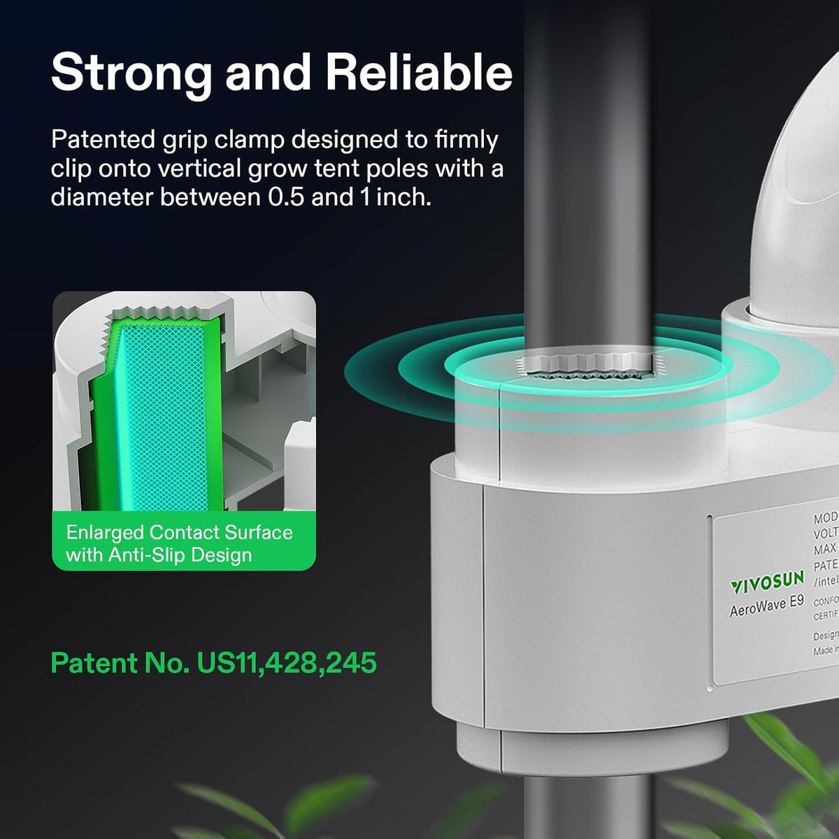 VIVOSUN AeroWave E9 Grow Tent Fan 9", EC Motor, WiFi-Controllable, US Patented Auto Oscillating