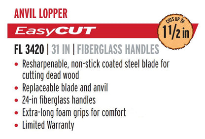 Corona Tools Compound Action Anvil Lopper – 32-Inch Heavy-Duty Branch Cutter for Tree Trimming &