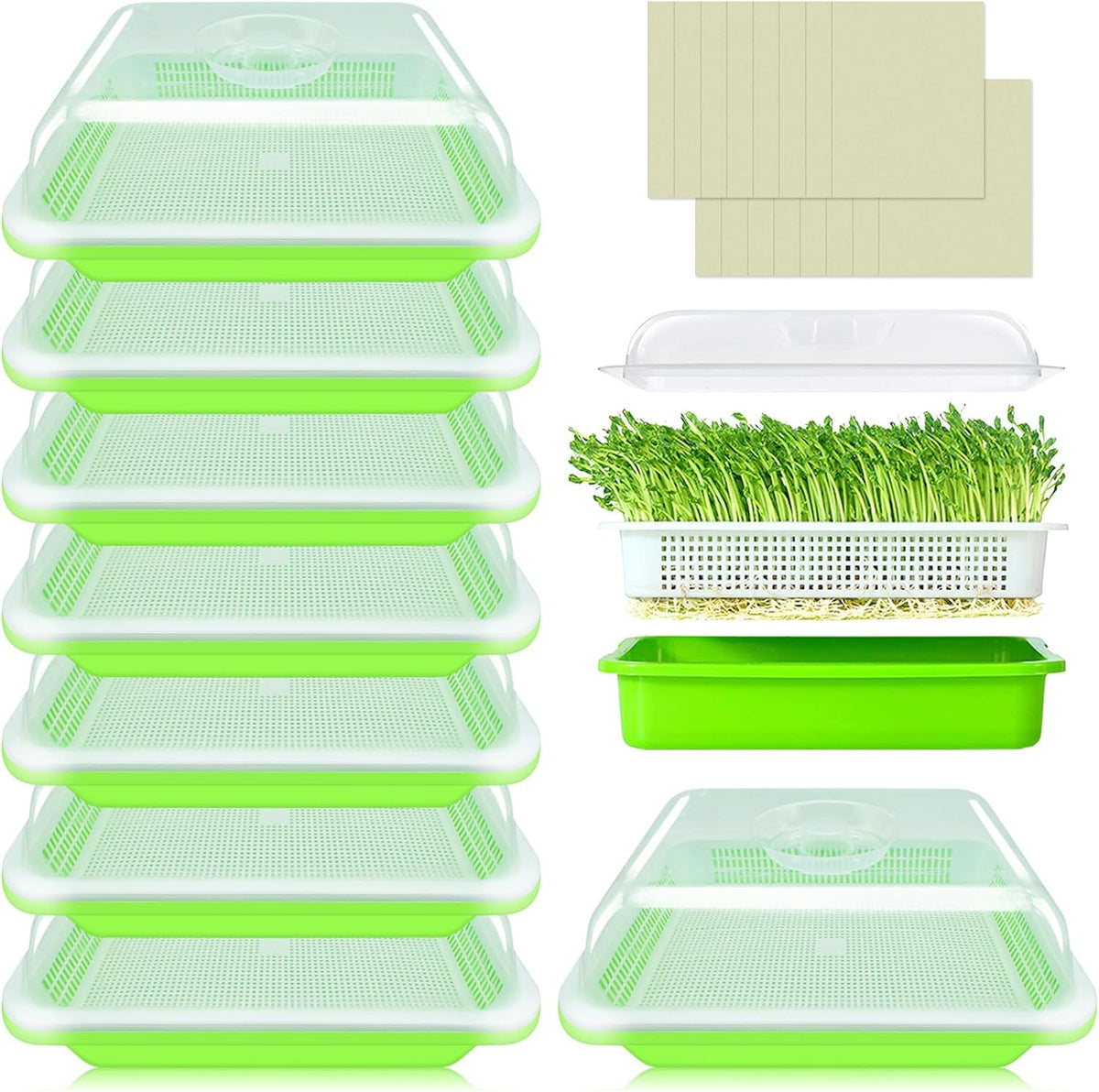 Legigo 8 Pack Seed Sprouter Trays with Lids- Soil-Free Cultivation Germination Tray, BPA Free Micro