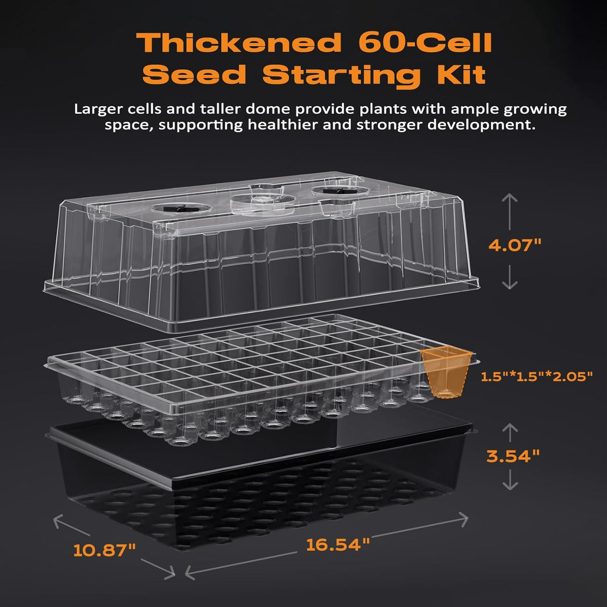 120-Cell Self-Watering Seed Starter Tray with Grow Light, Seed Starter Kit with 4.07” Humidity