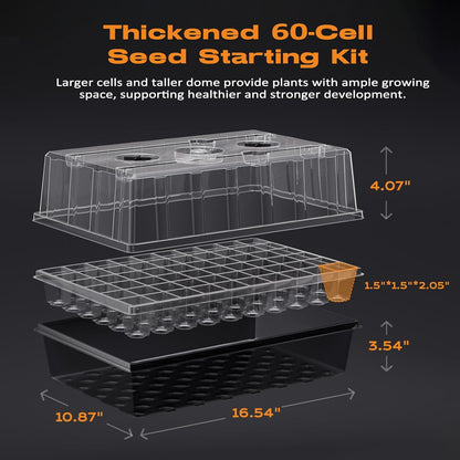 120-Cell Self-Watering Seed Starter Tray with Grow Light, Seed Starter Kit with 4.07” Humidity