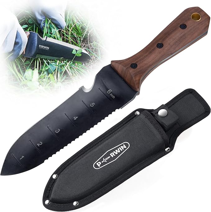 Hori Hori Garden Knife, Garden Tools with Sheath for Weeding,Planting,Digging, 7" Stainless Steel