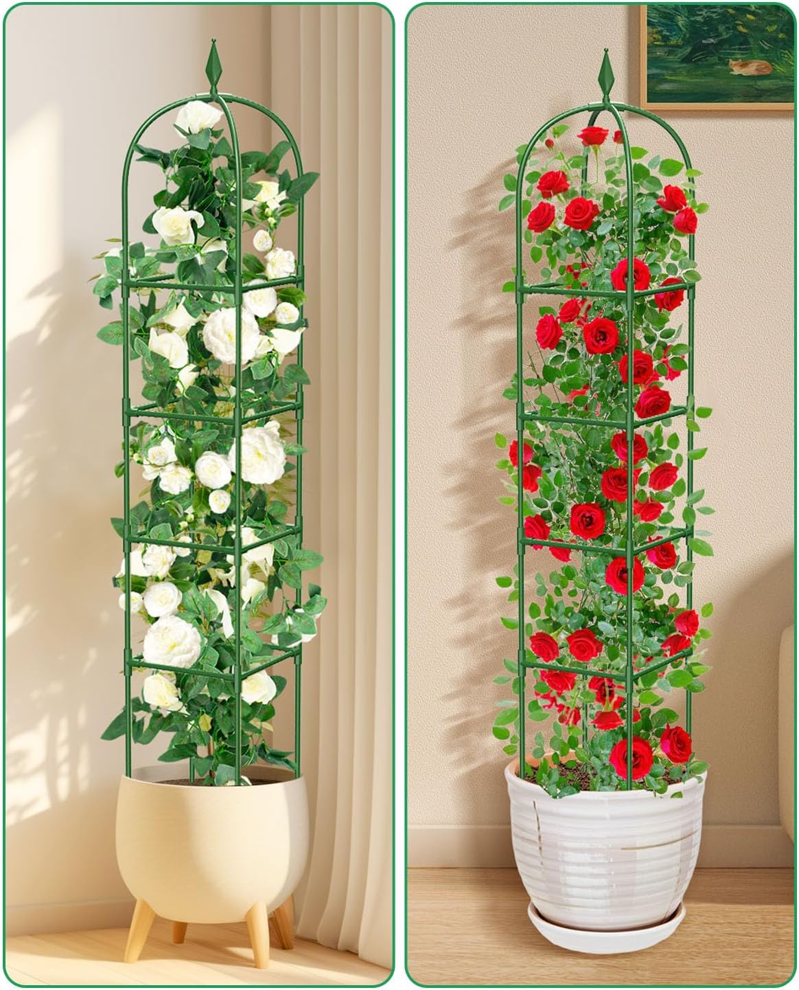 Garden Trellis for Climbing Plants Outdoor & Indoor - 2 Pack 6Ft Tall Rustproof Plant Support Cage