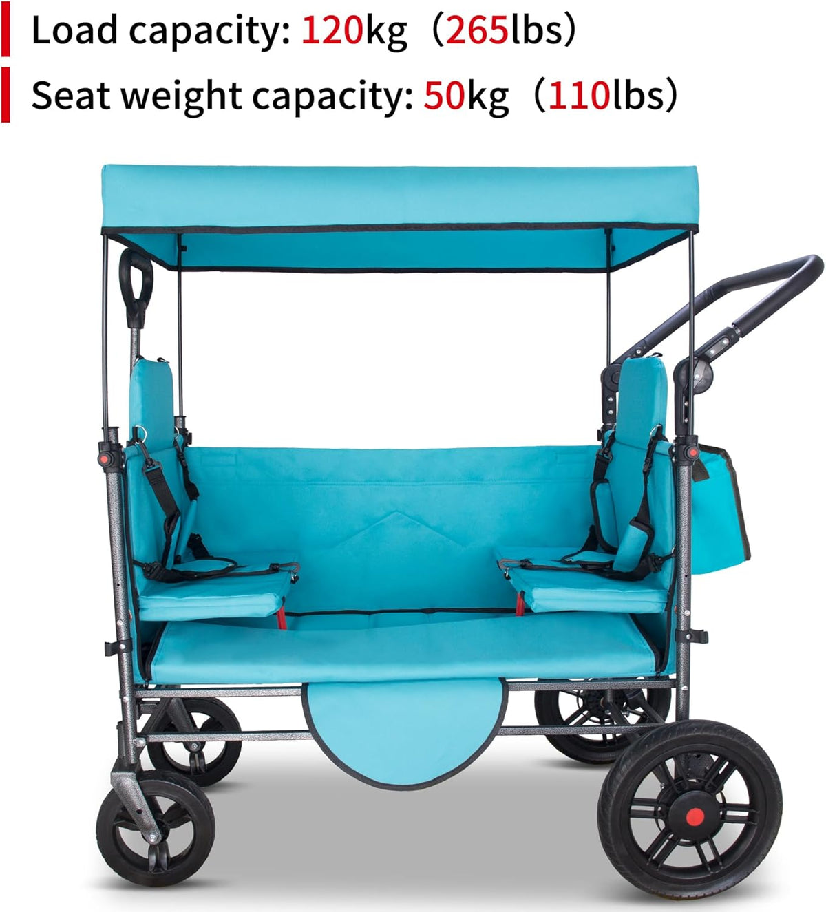 TMZ Collapsible Wagon Cart with Side-Opening Seat Conversion Design, Foldable Utility Wagon with 2