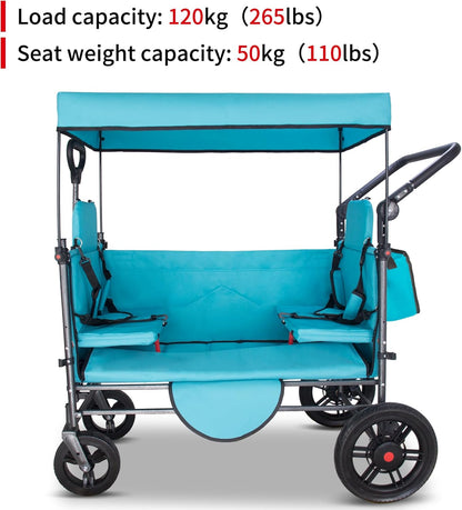 TMZ Collapsible Wagon Cart with Side-Opening Seat Conversion Design, Foldable Utility Wagon with 2