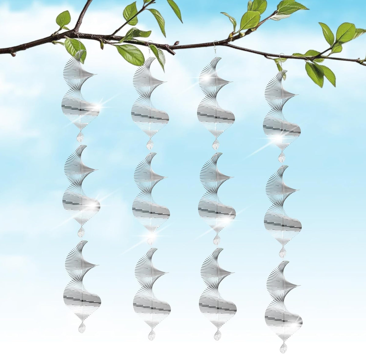 Reflective Bird Deterrents for Outside – Bird Repellent Devices Outdoor – 3D Wind Spinners Outdoor