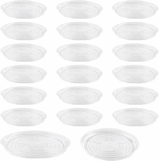 20 Pack 12 Inches Clear Plastic Plant Saucer Drip Trays Large Plant Plate Dish for Indoor Flower