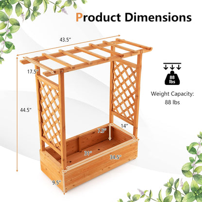 S AFSTAR Raised Garden Bed with Arch Trellis, Wood Planter Box with Hanging Roof, Side Trellis, 4
