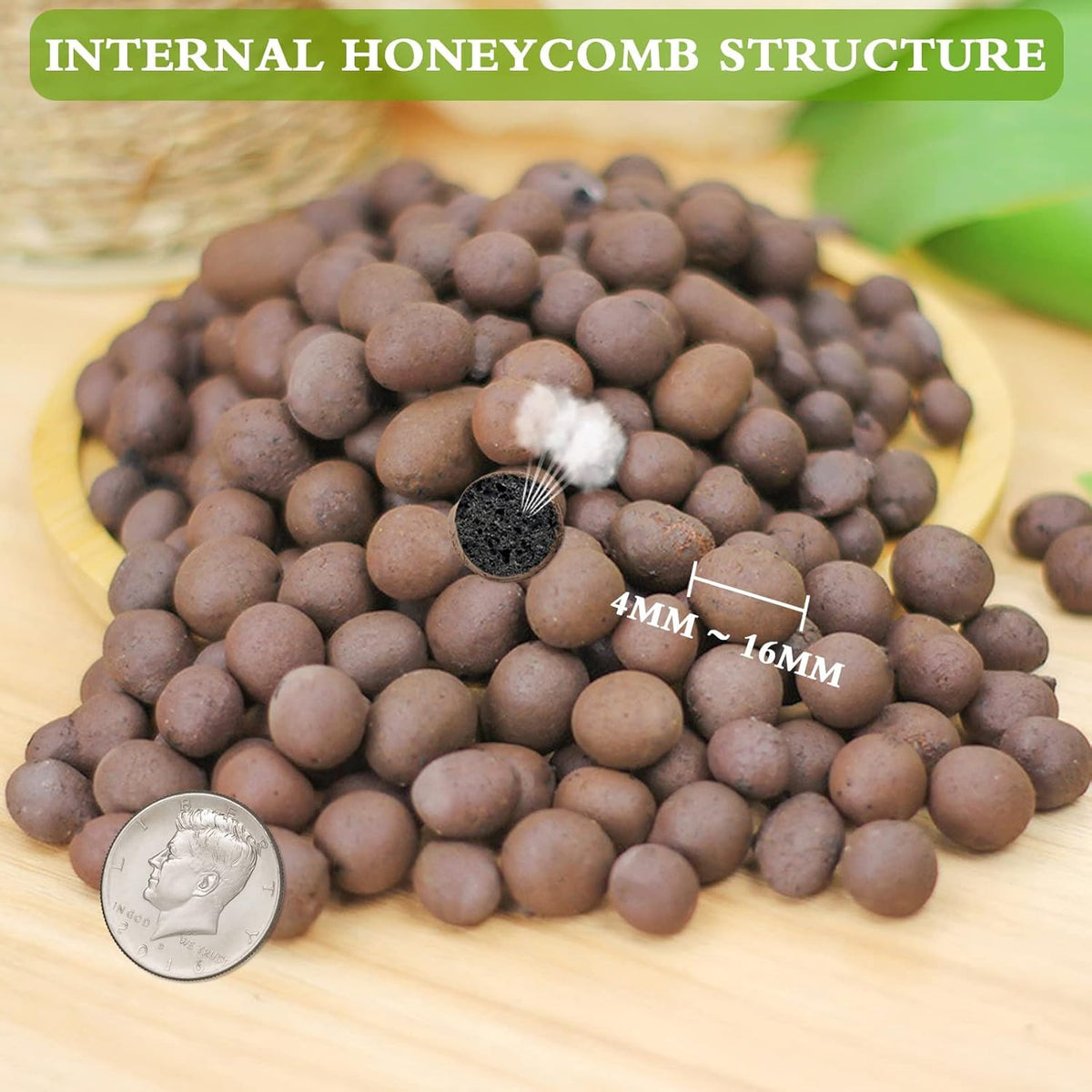 Halatool 16LB Organic Clay Pebbles 4mm-16mm Leca for Plants 100% Natural Lightweight Hydroton Clay