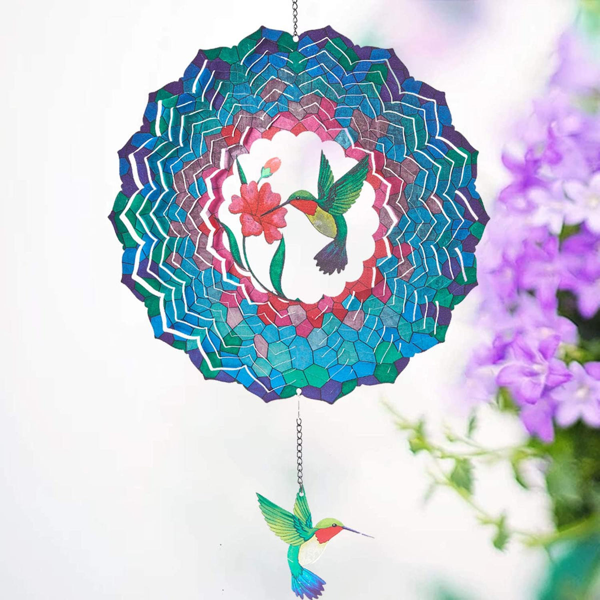 Wind Spinners Hanging, 12 Inches 3D Kinetic Hummingbird Wind Spinner for Yard and Garden Decor