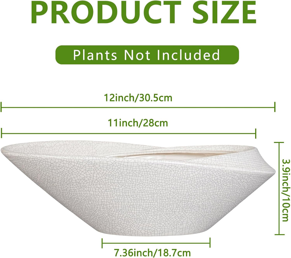 Bonsai Tree Pot - 12 Inch Ceramic Planter with Drainage Hole, Modern Succulent Pots for Indoor &