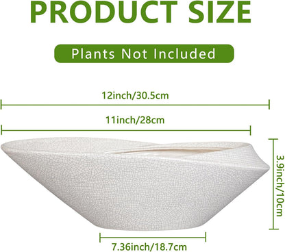 Bonsai Tree Pot - 12 Inch Ceramic Planter with Drainage Hole, Modern Succulent Pots for Indoor &