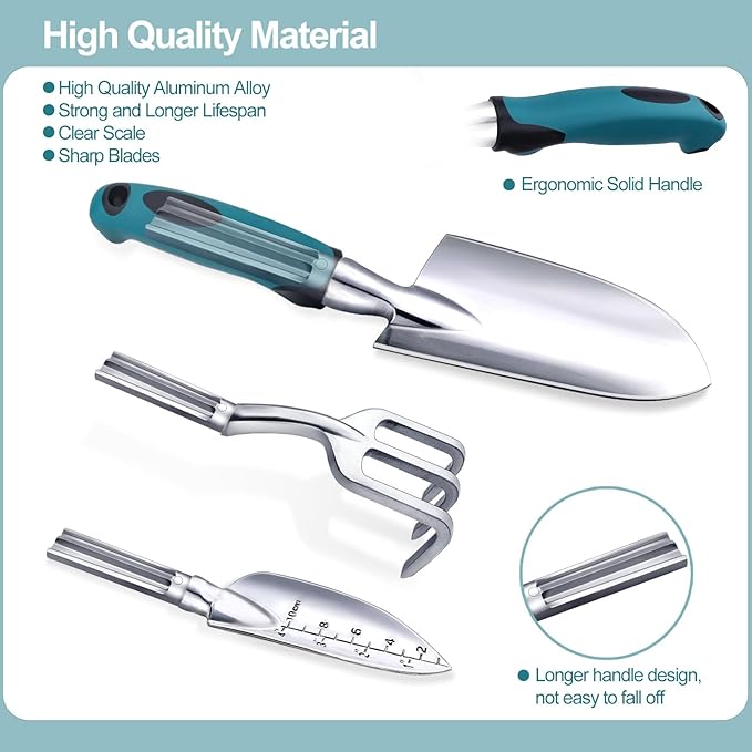 Kynup Garden Tools 7-Piece, Gardening Hand Tools, Gardening Tools Set Cultivators with