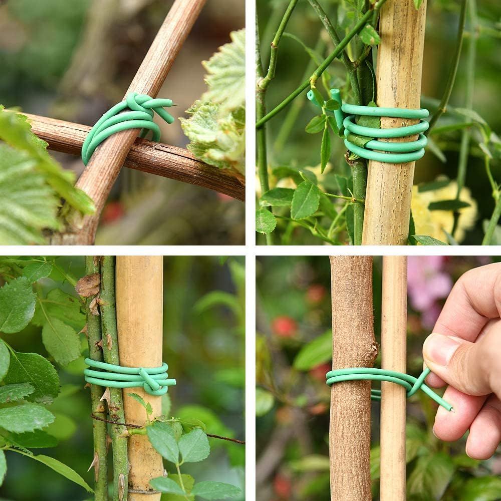 Plant Ties - 32.8ft Soft Twist Ties Green TPR Garden Ties Supply, for Supporting Plants Tomatoes