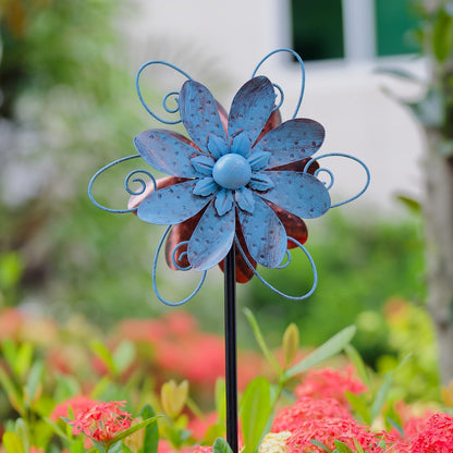 Wind Spinners Outdoor, Metal Flower Garden Pinwheels, Garden Wind Sculptures & Spinners for Yard
