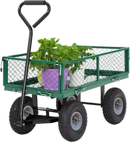 BestMassage Heavy Duty 500 Lbs Capacity Mesh Steel Garden Cart Folding Utility Wagon with Removable