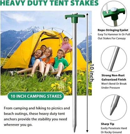 Eurmax USA Galvanized Non-Rust Camping Family Tent Pop Up Tent Stakes Ice Tools Heavy Duty