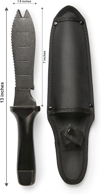 Hori Hori Garden Knife, Traditional Japanese Weeding Tool with ergonomic wooden handle. Hori garden