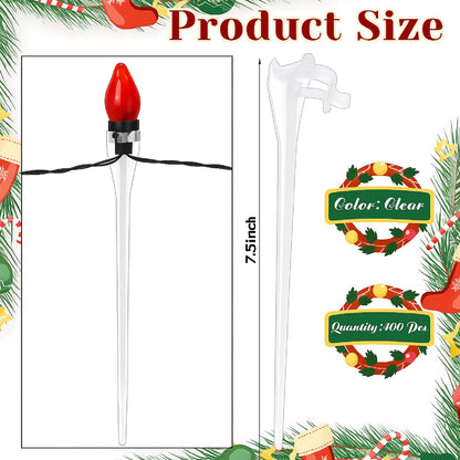 Jetec 400 Pieces Christmas Light Stakes Universal Yard Lawn Holiday 7.5 Inches Light Ground Stakes