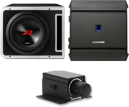 Alpine R2-SB10V-BNDL 10" Type-R Halo Loaded Enclosure with S-A60M 600 Watt Mono Amplifier and