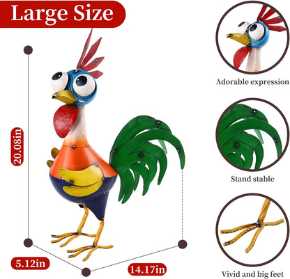 Large Metal Rooster Decor Garden Statue Chicken Yard Art Kitchen Outdoor Decoration Gifts for Women