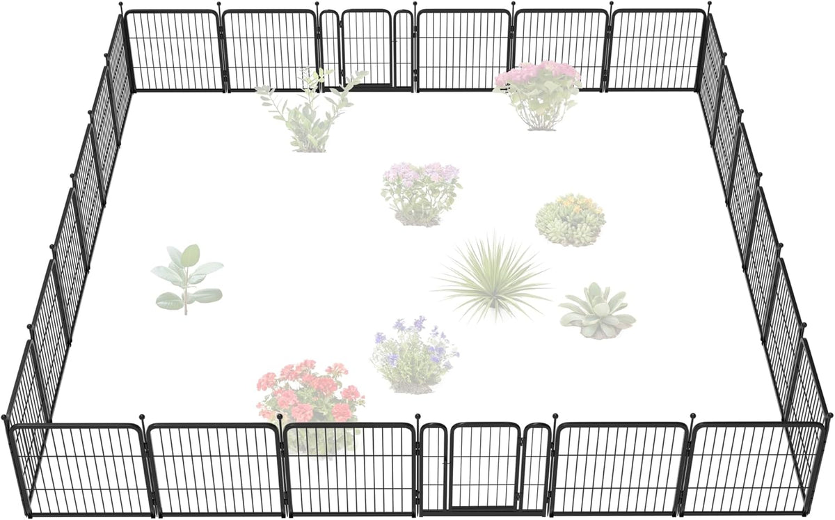 FXW Garden Fence Outdoor for The Yard – 24in(H) x 45.6ft(L) Heavy Duty Metal Animal Barrier for Dog