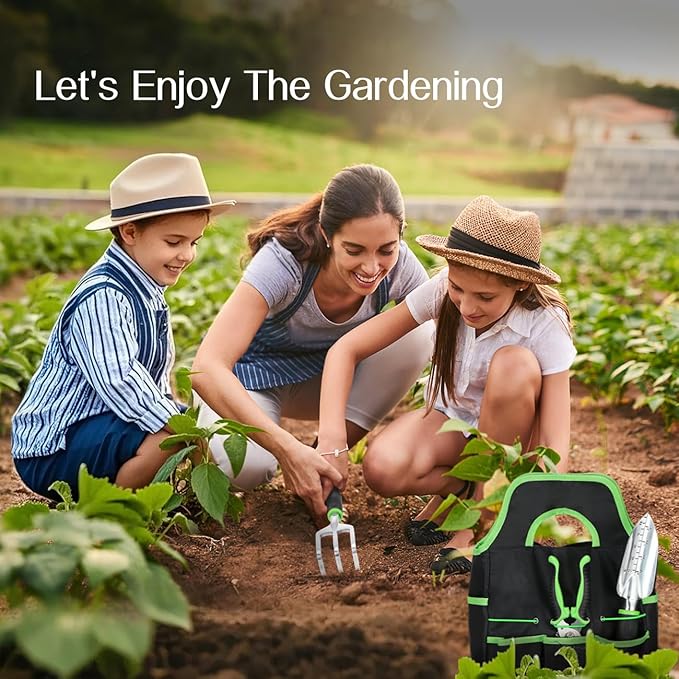 Housolution Gardening Tools Set, 8PCS Heavy Duty Garden Tools with Non-Slip Rubber Grip with Large