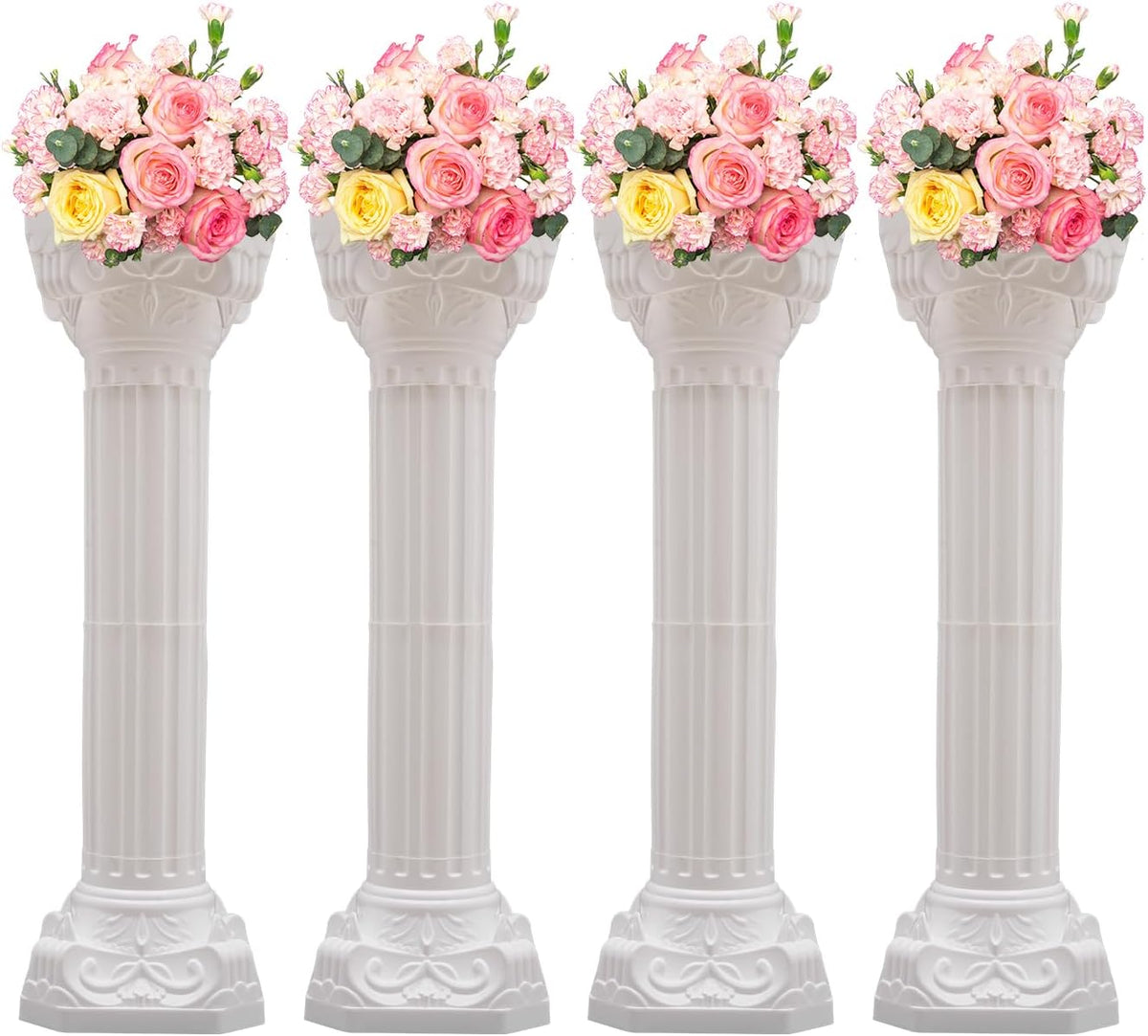 Roman Column Pedestal, Plastic White Columns for Weddings Indoor/Outdoor Roman Pillar Stand for